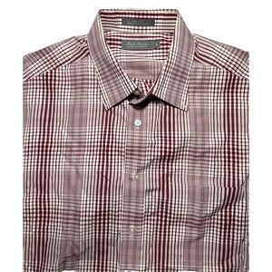 DANIEL CREMIEAUX Signature Collection Short Sleeve Button Up Shirt Red Medium